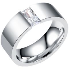 **COI Titanium 8mm Solitaire Ring With Cubic Zirconia-9416AA