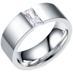 **COI Titanium Solitaire Ring With Cubic Zirconia-9416AA