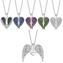 **COI Titanium Heart & Angel Necklace With Cubic Zirconia)Length: 19.68 inches)-9425AA
