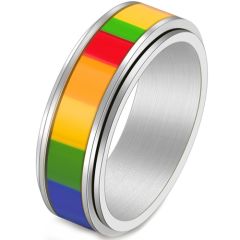 **COI Titanium Rainbow Color Step Edges Ring-9427AA