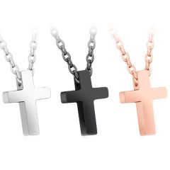 **COI Titanium Black/Rose/Silver Cross Necklace(Length: 17.7 inches)-9435AA