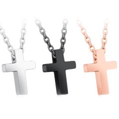 **COI Titanium Black/Rose/Silver Cross Necklace(Length: 20.0 inches)-9435AA