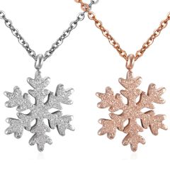 **COI Titanium Rose/Silver Sandblasted Snowflake Pendant-9441AA
