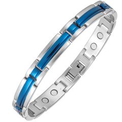 **COI Titanium Blue Silver Bracelet With Steel Clasp(Length: 8.46 inches)-9451AA