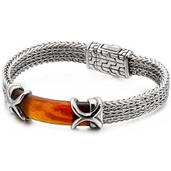 **COI Titanium Tiger Eye Bracelet With Steel Clasp(Length: 8.66 inches)-9477AA