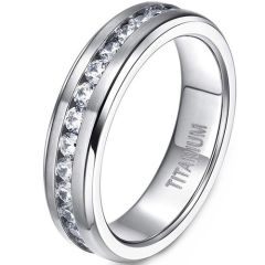 **COI Titanium Step Edges Ring With Cubic Zirconia-9488AA