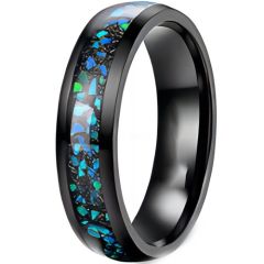 **COI Black Titanium Crushed Opal Dome Court Ring-9490AA