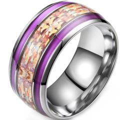 **COI Titanium Silver Purple Dome Court Ring With Camo-9520AA