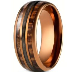 **COI Rose Titanium Wire Dome Court Ring With Wood-9523AA