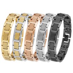 **COI Tungsten Carbide Gold Tone/Rose/Silver Bracelet With Steel Clasp(Length: 8.07 inches)-9543AA