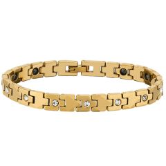 **COI Tungsten Carbide Gold Tone/Rose Cubic Zirconia Bracelet With Steel Clasp(Length: 7.28 inches)-9544AA