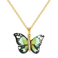 **COI Gold Tone Titanium Butterfly Pendant With Cubic Zirconia-9558AA