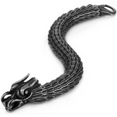 **COI Titanium Black Silver Dragon Bracelet With Steel Clasp(Length: 8.86 inches)-9566AA