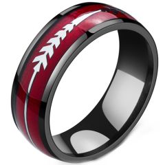 **COI Titanium Black Red Dome Court Ring With Arrows-9678AA