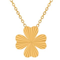 **COI Titanium Gold Tone/Silver Four Leaf Clover Necklace(Length: 17.7 inches)-9693AA