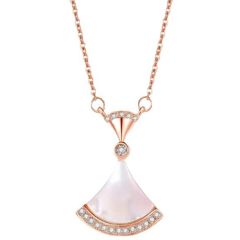 **COI Rose Titanium Abalone Shell & Cubic Zirconia Necklace(Length:17.70 inches)-9700AA