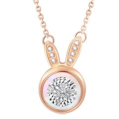 **COI Rose Titanium Rabbit Necklace With Abalone Shell & Cubic Zirconia(Length: 17.7 inches)-9726AA
