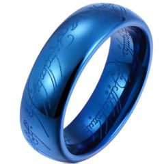 **COI Blue Tungsten Carbide Lord The Ring Dome Court Ring-9743AA