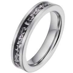 **COI Tungsten Carbide Meteorite Pipe Cut Flat Ring-9747AA
