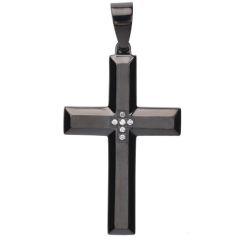**COI Black Titanium Cross Pendant With Cubic Zirconia-9754AA