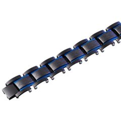 **COI Titanium Black Blue Bracelet With Stainless Steel Clasp(Length: 8.50 inches)-9757AA