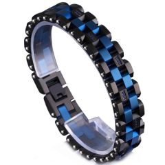 **COI Titanium Black Blue Cubic Zirconia Bracelet With Stainless Steel Clasp(Length: 8.50 inches)-9758AA