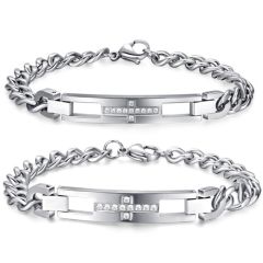 **COI Titanium Cross Cubic Zirconia Bracelet With Steel Clasp(Length: 7.09 inches/8.66 inches)-9764AA