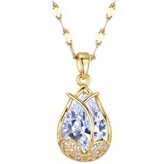 **COI Gold Tone Titanium Necklace With Cubic Zirconia(Length: 17.7 inches)-9770AA
