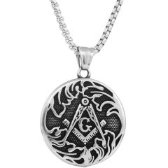 **COI Titanium Black Silver Masonic Freemason Pendant-9772AA