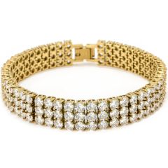 **COI Titanium Gold Tone/Silver Cubic Zirconia Tennis Bracelet With Steel Clasp(Length: 8.27 inches)-9777AA