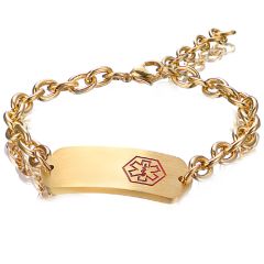 **COI Titanium Gold Tone/Silver Medical Alert Bracelet With Steel Clasp(Length: 8.66 inches)-9778AA
