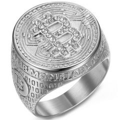 **COI Titanium Bitcoin Ring With Cubic Zirconia-9818AA