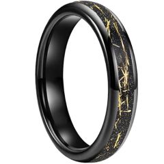 **COI Tungsten Carbide Black/Gold Tone/Silver/Rose Meteorite & Gold Foil Dome Court Ring-9831AA