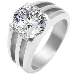 **COI Titanium Solitaire Ring With Cubic Zirconia-9871AA