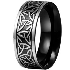 **COI Titanium Black Silver Trinity Knots Ring-9892AA