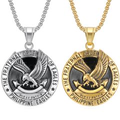 **COI Titanium Black Gold Tone/Silver Eagle Pendant-9928AA