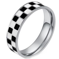 **COI Titanium Gold Tone/Silver Checkered Flag Ring-9954AA