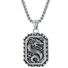 **COI Titanium Black Gold Tone/Silver Dragon Tag Pendant-9956AA