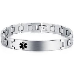 **COI Titanium Medical Alert Bracelet With Steel Clasp(Length: 8.27 inches)-9974AA