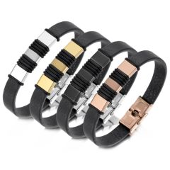 **COI Titanium Black/Gold Tone/Silver/Rose Black Bracelet With Steel Clasp(Length: 8.27 inches)-9979AA