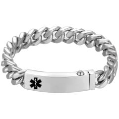 **COI Titanium Medical Alert Bracelet With Steel Clasp(Length: 8.27 inches)-9995AA