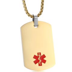 **COI Gold Tone Titanium Medical Alert Pendant-9998AA