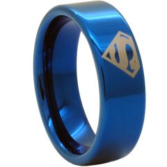 *COI Blue Titanium Super Man Pipe Cut Flat Ring-JT1093AA