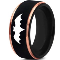 *COI Titanium Black Rose Bat Man Step Edges Ring-JT3586