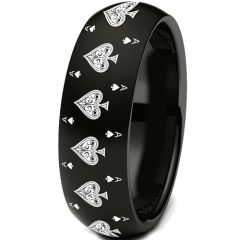 COI Black Titanium Ace of Spades Dome Court Ring - JT3814