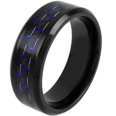 COI Black Titanium Beveled Edges Ring With Carbon Fiber-JT5035