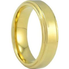 *COI Gold Tone Titanium Polished Shiny Step Edges Ring-JT5039