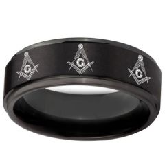 COI Black Titanium Masonic Step Edges Ring-1078