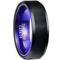 COI Tungsten Carbide Black Blue Beveled Edges Ring - TG152