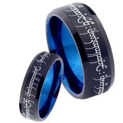*COI Tungsten Carbide Black Blue Lord The Rings Ring Power-TG1711